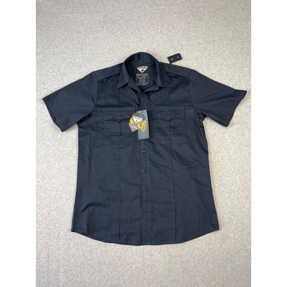 Condor Classic B Twill Shirt Mens L Dark Navy Uniform‎ Hidden Front Zipper